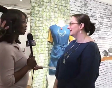 Susan Harbourt Designs at 2018 Chicago Spring One of a Kind (OOAK) Show interviewed by NBC Chicago 