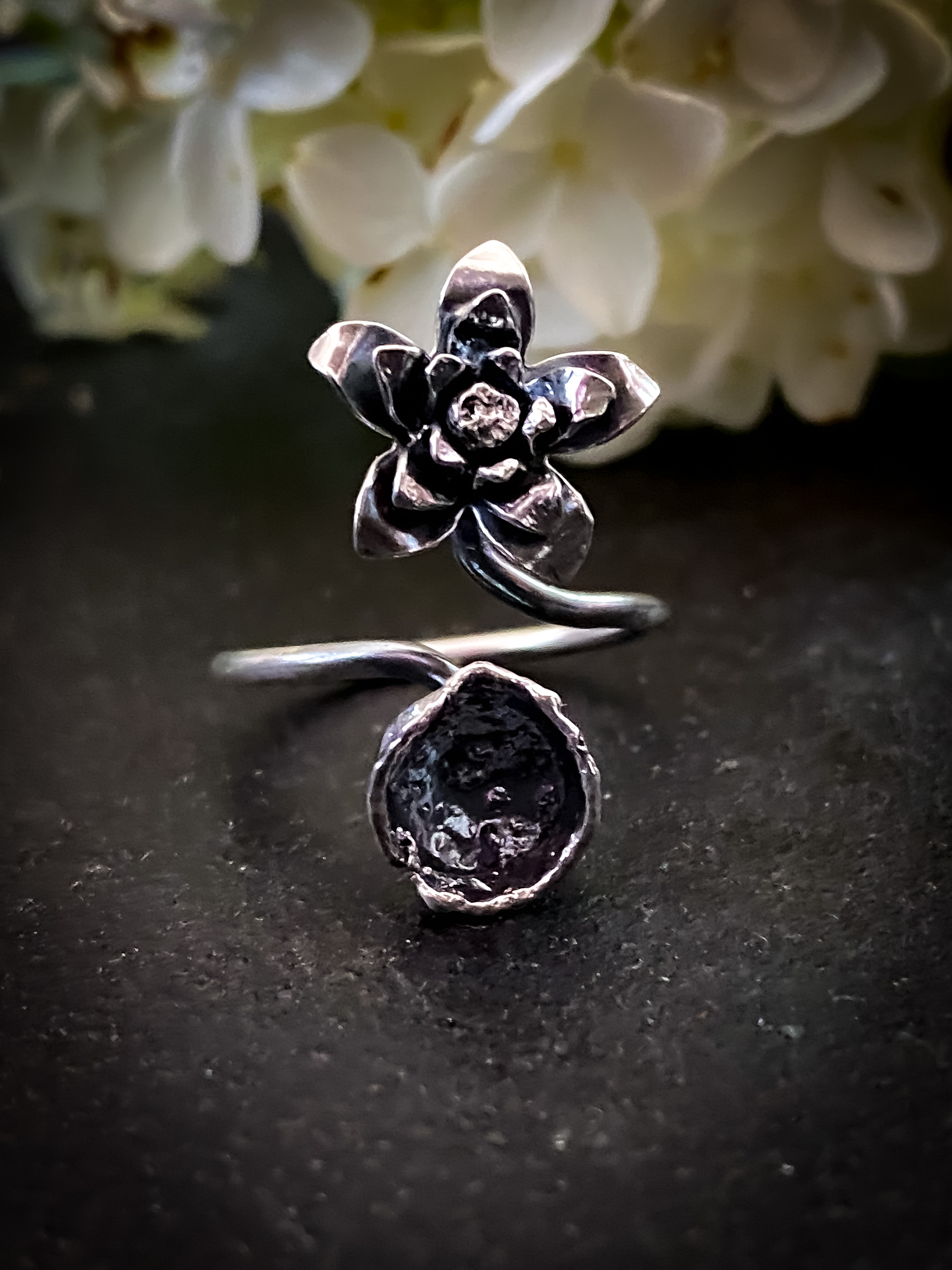 Cherry Blossom Ring, Flower Ring, Adjustable Ring, Stackable Ring
