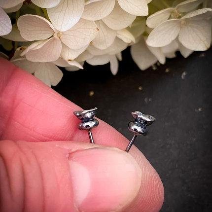 Small Trumpet Cup Lichen Stud Earrings