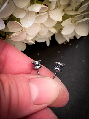 Small Trumpet Cup Lichen Stud Earrings
