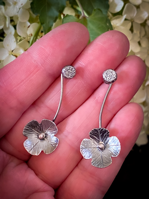 Four Leaf Clover Removable Earring Drops with Pebble Stud Earrings