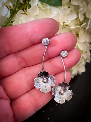 Four Leaf Clover Removable Earring Drops with Pebble Stud Earrings
