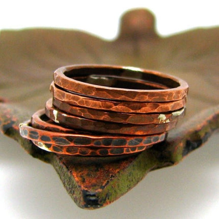 Copper Stacking Ring, Tree Bark Texture