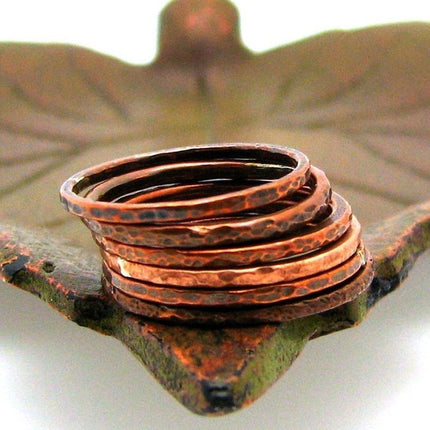 Copper Stacking Ring, Coral Reef Texture