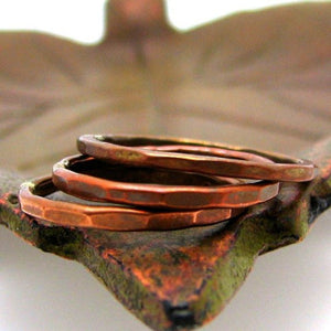 Copper Stacking Ring, Fluted Texture