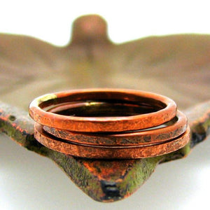 Copper Stacking Ring, Slate Texture