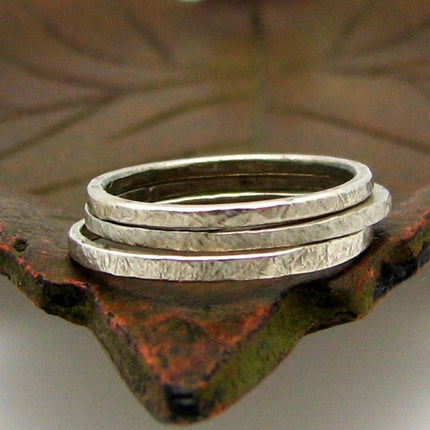 Sterling Silver Stacking Ring, Slate Texture