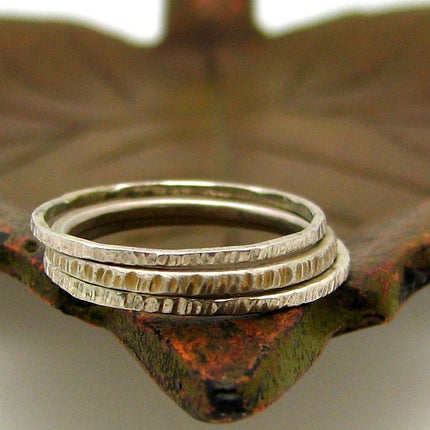 Sterling Silver Stacking Ring, Hash Mark Texture
