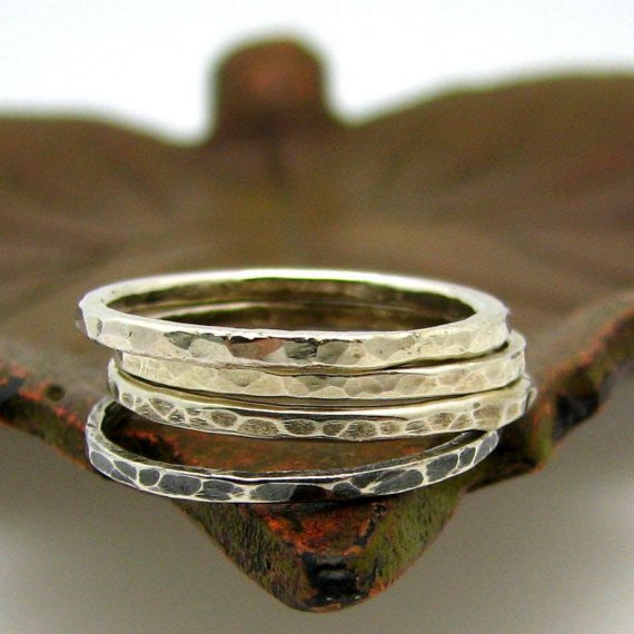 Sterling Silver Stacking Ring, Tree Bark Texture